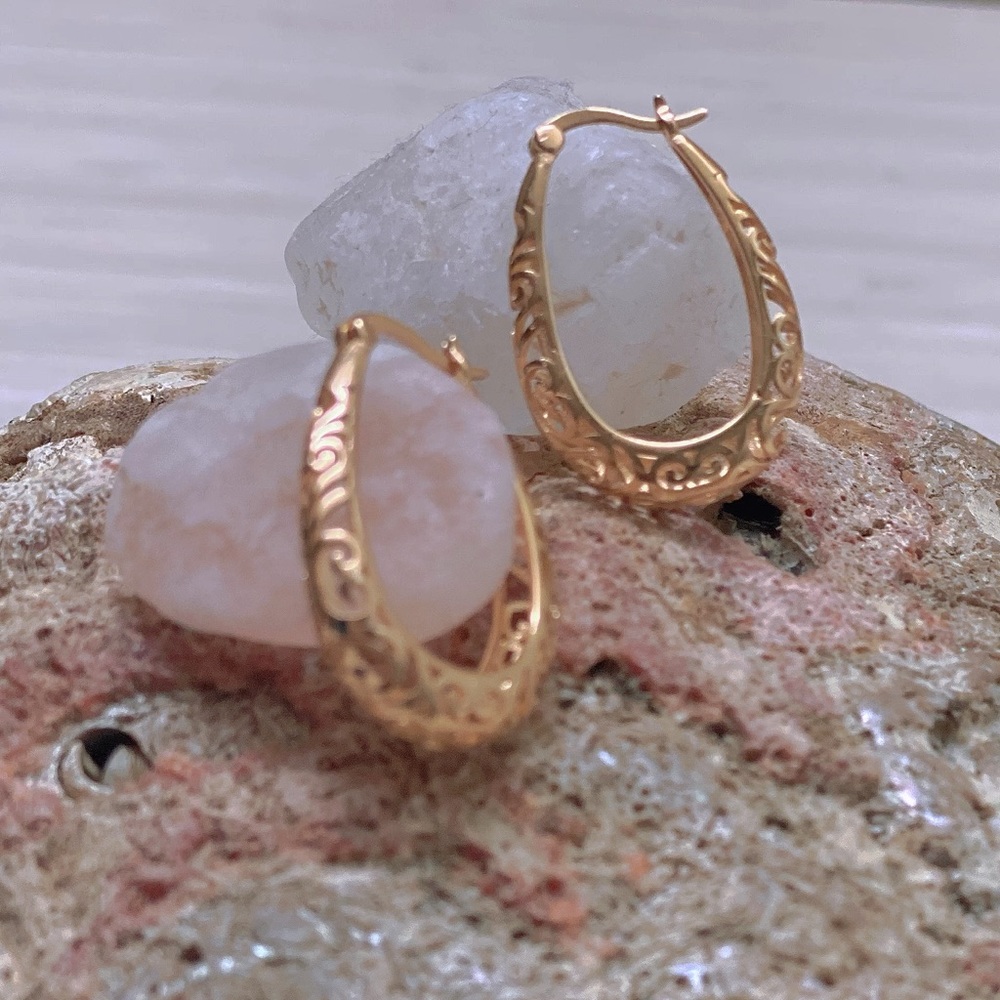 Minimalist 14K Gold Hoop Earrings over 925 Sterling Silver